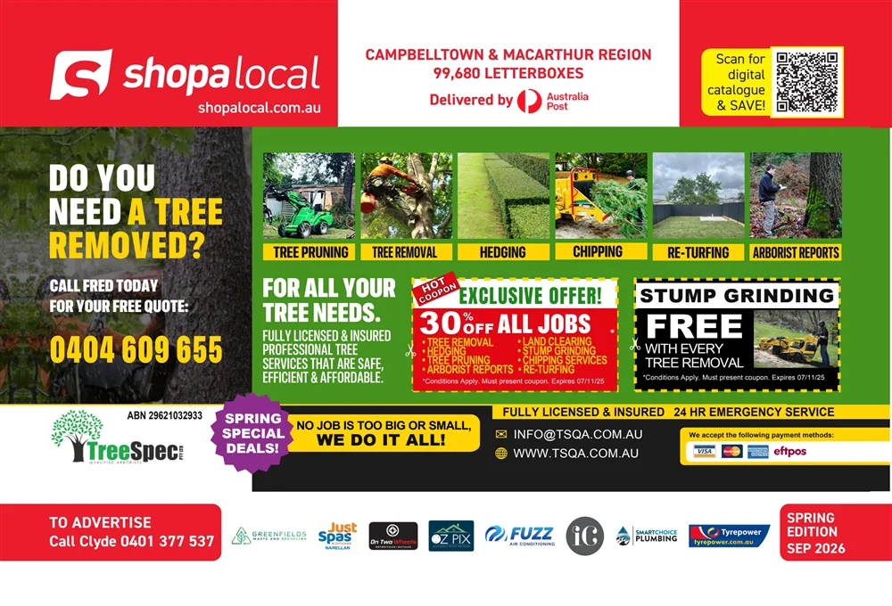 EXCLUSIVE OFFER! 30% OFF ALL JOBS - Tree Removal, Hedging, Tree Pruning, Arborist Reports, Land Clearing, Stump Grinding, Chipping Services, Re-Turfing. *Conditions Apply. Must present coupon. Expires 07/11/25