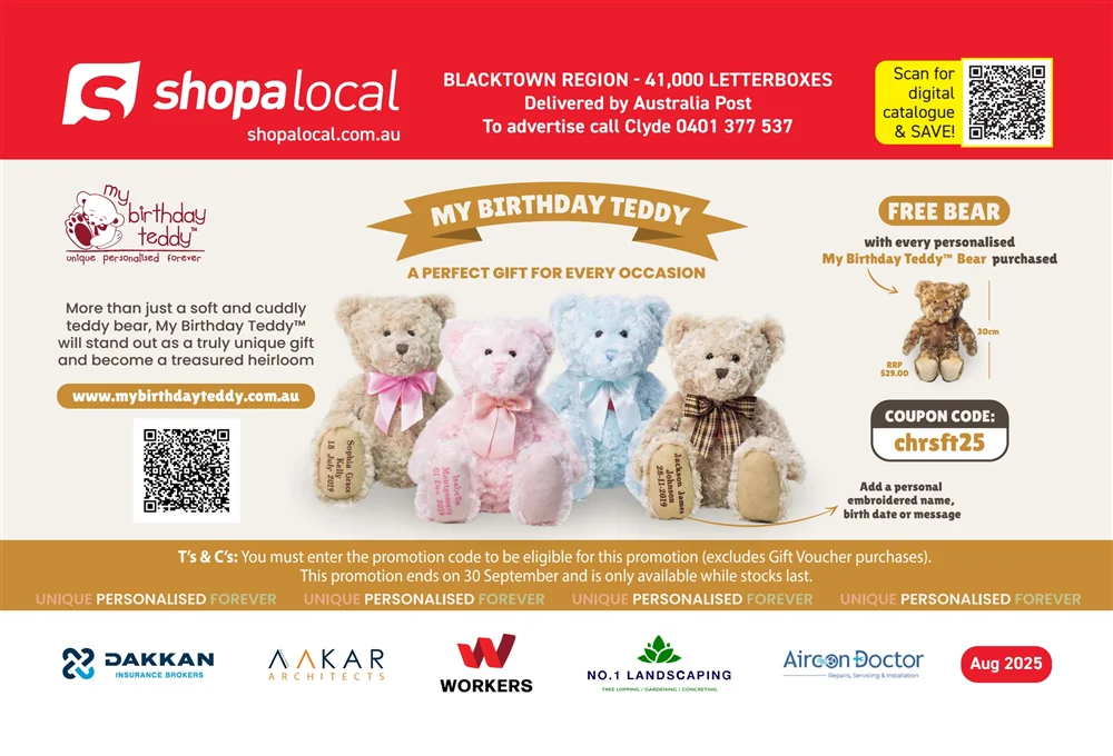 Free bear with every personalised teddy purchased